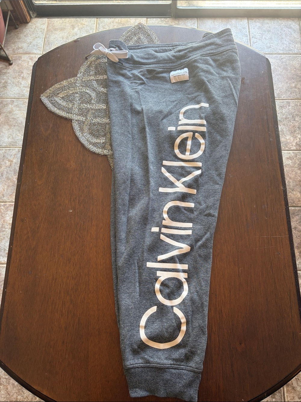Calvin Klein Charcoal Sweatpants with White Logo